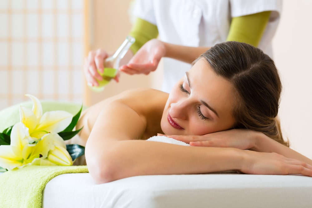 Woman enjoying a massage on a massage table